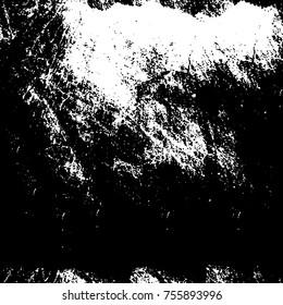 Vector black and white grunge background. Abstract monochrome pattern of stains, cracks, scratches print posters and design. Vintage elements and old texture of the ink