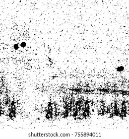 Vector black and white grunge background. Abstract monochrome pattern of stains, cracks, scratches print posters and design. Vintage elements and old texture of the ink