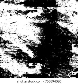 Vector black and white grunge background. Abstract monochrome pattern of stains, cracks, scratches print posters and design. Vintage elements and old texture of the ink