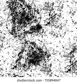 Vector black and white grunge background. Abstract monochrome pattern of stains, cracks, scratches print posters and design. Vintage elements and old texture of the ink