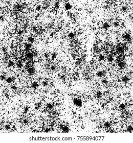 Vector black and white grunge background. Abstract monochrome pattern of stains, cracks, scratches print posters and design. Vintage elements and old texture of the ink