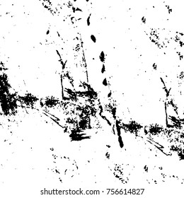 Vector black and white grunge background. Abstract monochrome pattern of stains, cracks, scratches print posters and design. Vintage elements and old texture of the ink