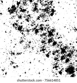 Vector black and white grunge background. Abstract monochrome pattern of stains, cracks, scratches print posters and design. Vintage elements and old texture of the ink
