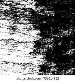 Vector black and white grunge background. Abstract monochrome pattern of stains, cracks, scratches print posters and design. Vintage elements and old texture of the ink
