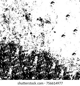 Vector black and white grunge background. Abstract monochrome pattern of stains, cracks, scratches print posters and design. Vintage elements and old texture of the ink