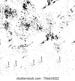 Vector black and white grunge background. Abstract monochrome pattern of stains, cracks, scratches print posters and design. Vintage elements and old texture of the ink