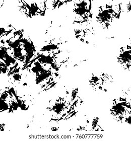 Vector black and white grunge background. Abstract monochrome pattern of stains, cracks, scratches print posters and design. Vintage elements and old texture of the ink