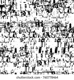 Vector black and white grunge background. Abstract monochrome pattern of stains, cracks, scratches print posters and design. Vintage elements and old texture of the ink