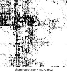 Vector black and white grunge background. Abstract monochrome pattern of stains, cracks, scratches print posters and design. Vintage elements and old texture of the ink