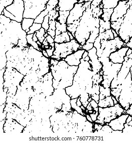 Vector black and white grunge background. Abstract monochrome pattern of stains, cracks, scratches print posters and design. Vintage elements and old texture of the ink