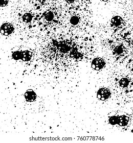 Vector black and white grunge background. Abstract monochrome pattern of stains, cracks, scratches print posters and design. Vintage elements and old texture of the ink