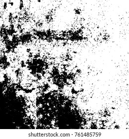 Vector black and white grunge background. Abstract monochrome pattern of stains, cracks, scratches print posters and design. Vintage elements and old texture of the ink