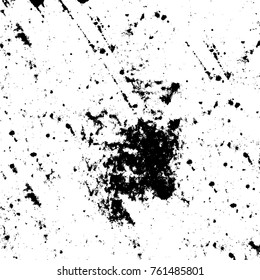 Vector black and white grunge background. Abstract monochrome pattern of stains, cracks, scratches print posters and design. Vintage elements and old texture of the ink