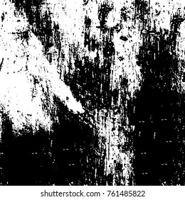 Vector black and white grunge background. Abstract monochrome pattern of stains, cracks, scratches print posters and design. Vintage elements and old texture of the ink
