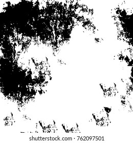 Vector black and white grunge background. Abstract monochrome pattern of stains, cracks, scratches print posters and design. Vintage elements and old texture of the ink