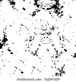 Vector black and white grunge background. Abstract monochrome pattern of stains, cracks, scratches print posters and design. Vintage elements and old texture of the ink