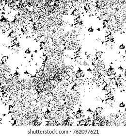 Vector black and white grunge background. Abstract monochrome pattern of stains, cracks, scratches print posters and design. Vintage elements and old texture of the ink