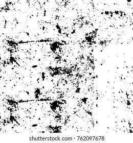 Vector black and white grunge background. Abstract monochrome pattern of stains, cracks, scratches print posters and design. Vintage elements and old texture of the ink