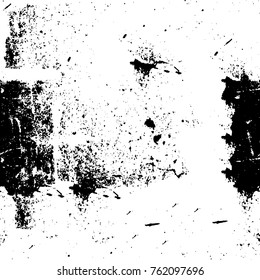 Vector black and white grunge background. Abstract monochrome pattern of stains, cracks, scratches print posters and design. Vintage elements and old texture of the ink