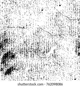 Vector black and white grunge background. Abstract monochrome pattern of stains, cracks, scratches print posters and design. Vintage elements and old texture of the ink