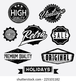 Vector Black and White Grunge Retro Stamps and Badges