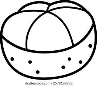 Vector black and white half peeled tangerine icon. Hand drawn line citrus fruit illustration. Cartoon orange clipart, coloring page. Fresh food isolated on white background