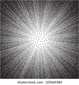 Vector  Black And White Halftone Background. Stipple Effect . Sun Burst