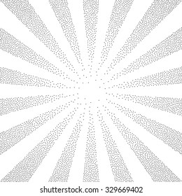 Vector  Black And White Halftone Background. Stipple Effect . Sun Burst