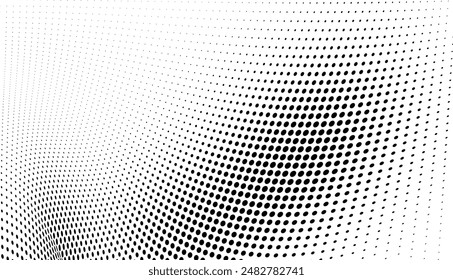 Vector black and white halftone texture made of waves