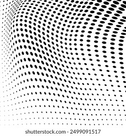 Vector black and white halftone texture made of waves