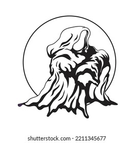 vector black and white halloween grim reaper clip art