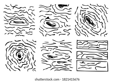 Vector Black and White hand draw sketch, wood texture
