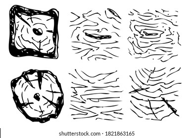 Vector Black and White hand draw sketch, wood texture
