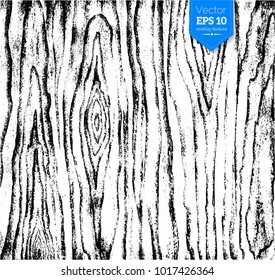 Vector black and white hand drawn grunge wood texture for design overlays.