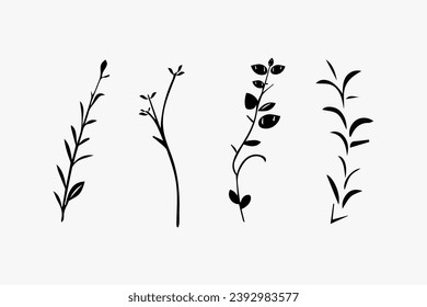 Vector black and white Hand drawn with drowing tree illustration