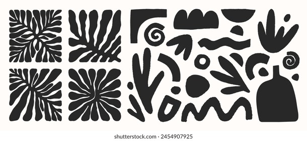 Vector black and white hand drawn Matisse aestethic art.Hand drawn organic abstract shapes.Trendy contemporary graphic perfect for prints,flyers,banners,fabriс,branding design,covers.