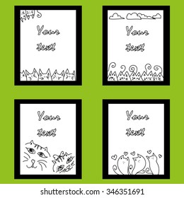 Vector black and white hand drawn illustration designed for universal use, background, card design, invitation, postcard, letter