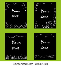 Vector black and white hand drawn illustration designed for universal use, background, card design, invitation, postcard, letter