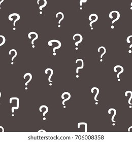 Vector black and white hand drawn question mark seamless pattern