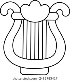 Icono de arpa blanco y negro de Vector. Lindo día de San Patricio o sirena ilustración de línea de instrumentos musicales o página para colorear. Clipart de vacaciones nacional irlandés aislado sobre fondo blanco