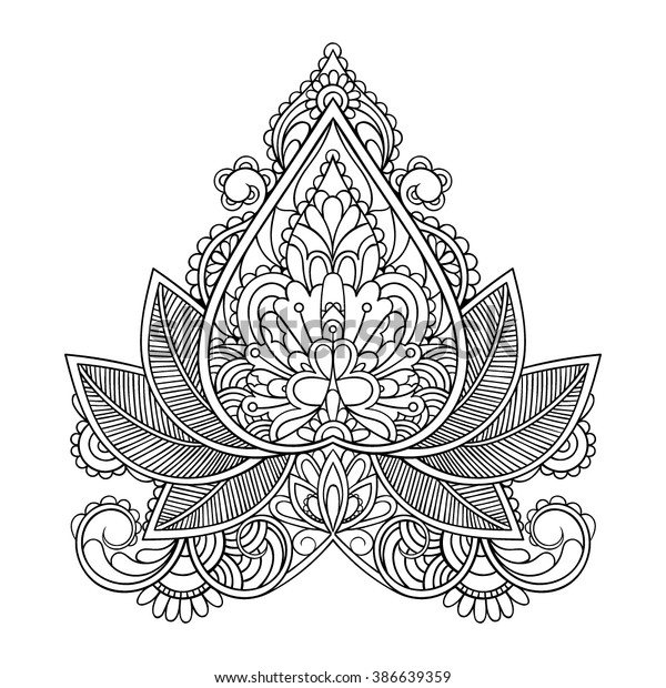 Vector Black White Henna Illustration Stock Vector (Royalty Free) 386639359