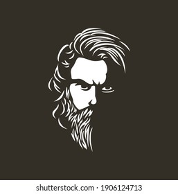 Vector black and white of hipster man logo. 
Silhouette of hipster guy in profile for barber shop. 
Elements for logo and tattoo in hipster styl