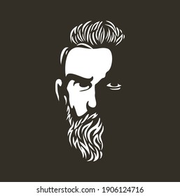 Vector black and white of hipster man logo. 
Silhouette of hipster guy in profile for barber shop. 
Elements for logo and tattoo in hipster styl