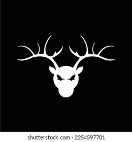 vector black and white horned deer in an elegant and luxury style