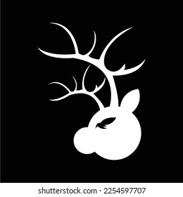 vector black and white horned deer in an elegant and luxury style