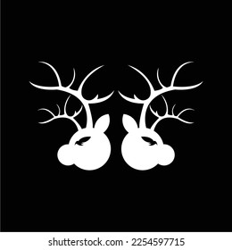 vector black and white horned deer in an elegant and luxury style