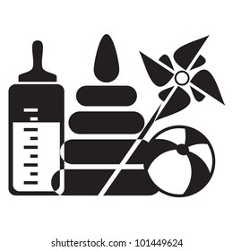 vector black and white icon of baby toys