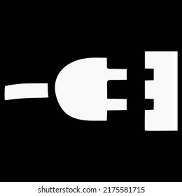 Vector black and white icon image of an extension wire plug and electrical outlet bar sign and symbol.