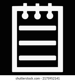 Vector black and white icon image of a note pad button sign and symbol for parks, web, blog, gaming, etc.