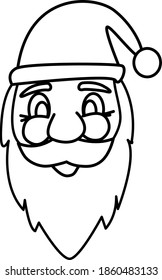 
Vector black and white icon of santa claus
